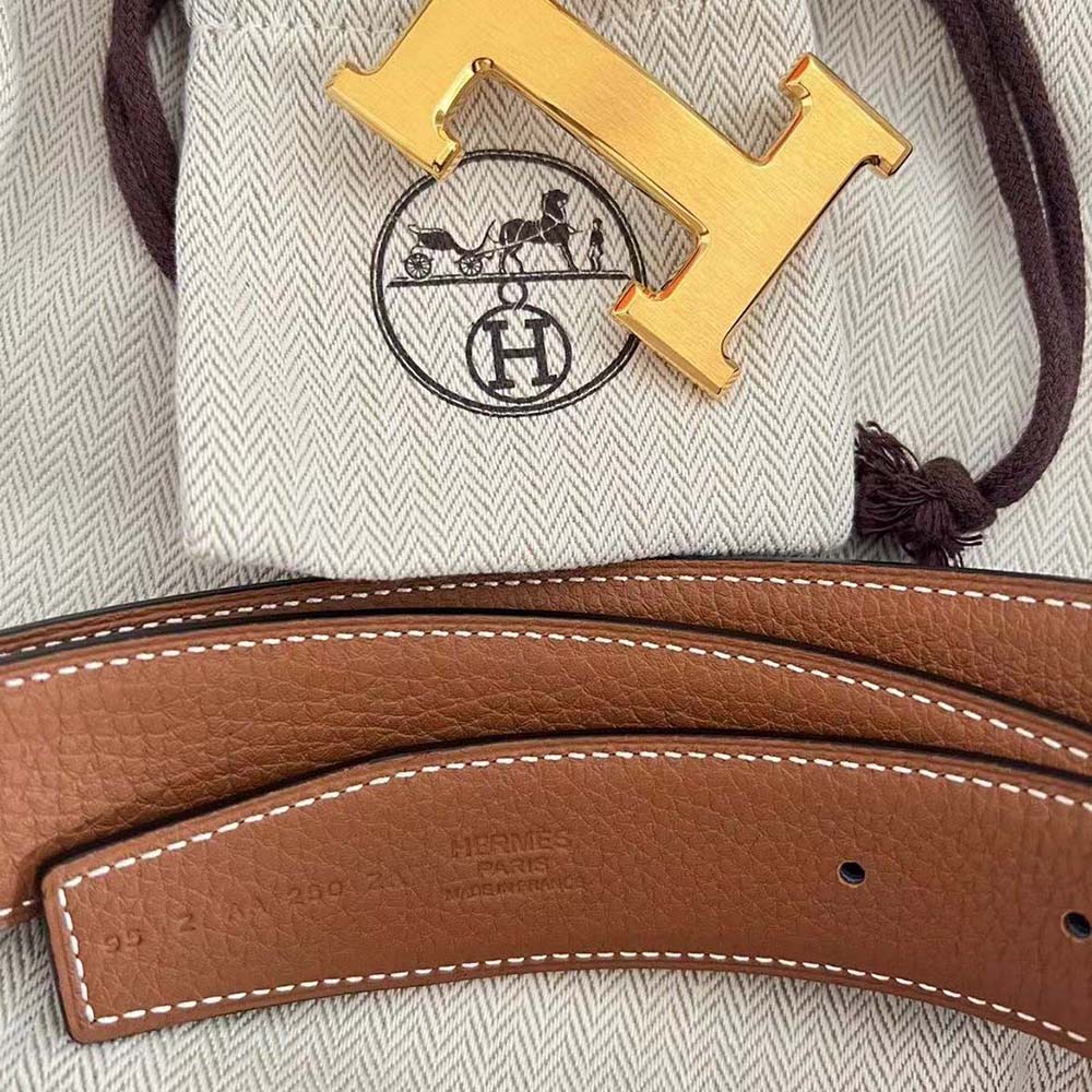 Hermes Men H Belt Buckle & Reversible Leather Strap 32 mm-Black - image 7