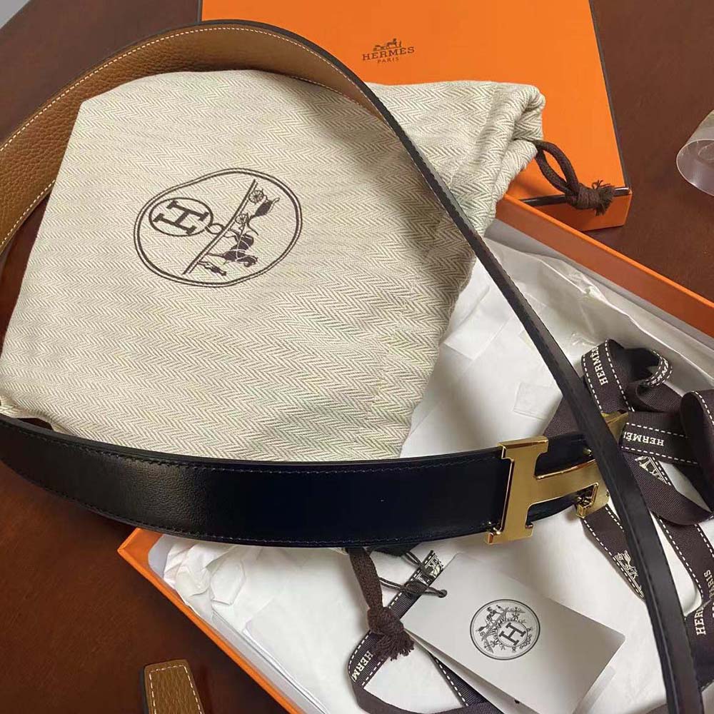 Hermes Men H Belt Buckle & Reversible Leather Strap 32 mm-Black - image 5