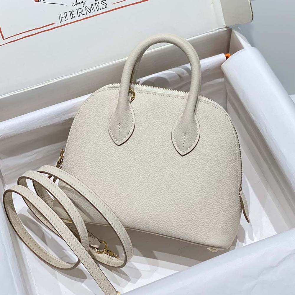 Side profile showing rounded silhouette of Hermes Unisex Bolide 1923 Bag