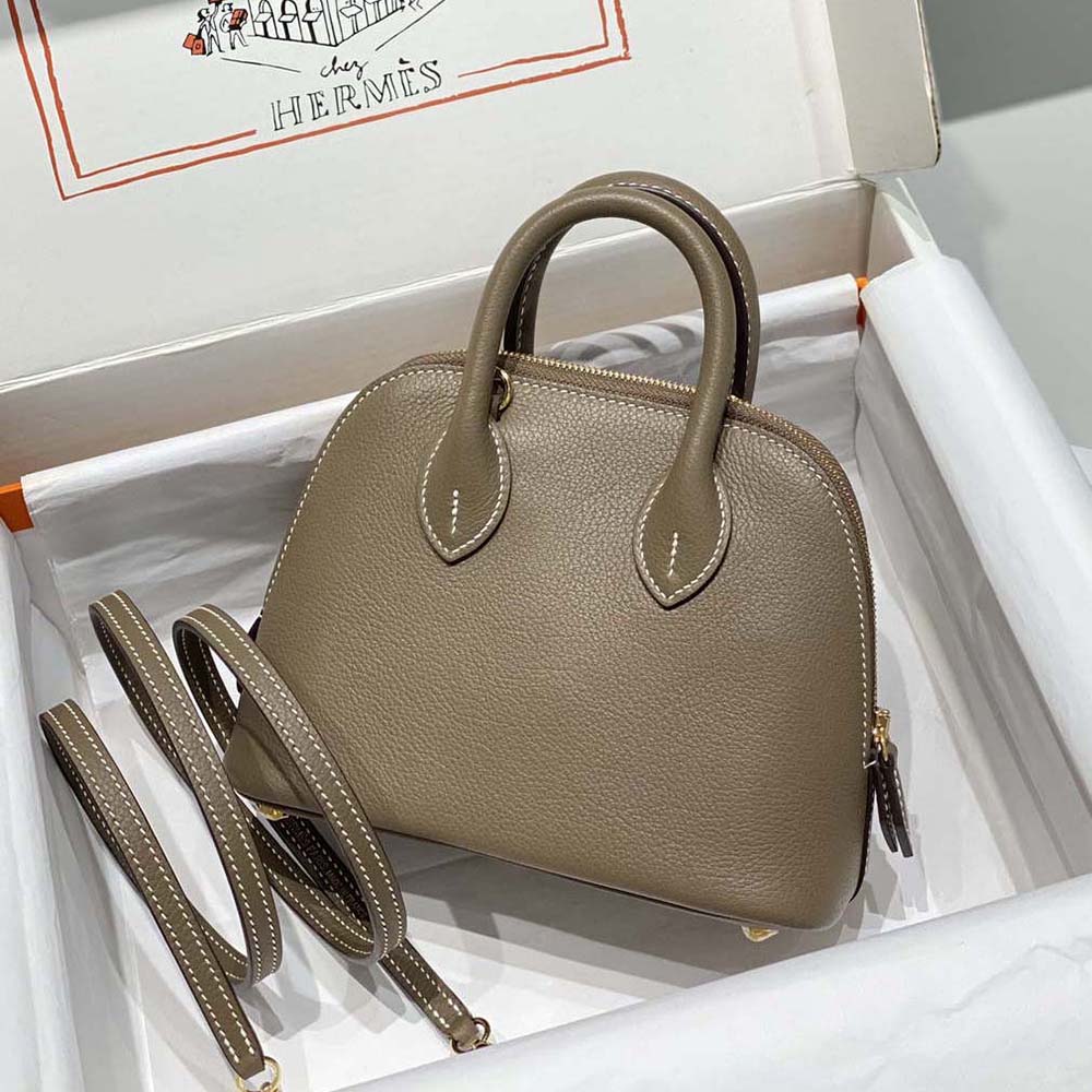 Side profile showing structured silhouette of Hermes Unisex Bolide 1923 Bag