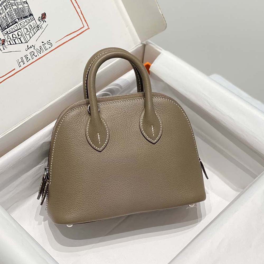 Close-up on silver hardware detail of Hermes Unisex Bolide 1923 Bag