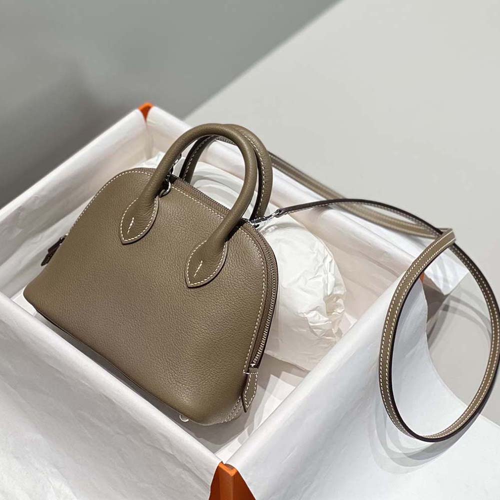 Hermes Unisex Bolide 1923 Bag in Epsom Calfskin-Brown/Silver - image 4