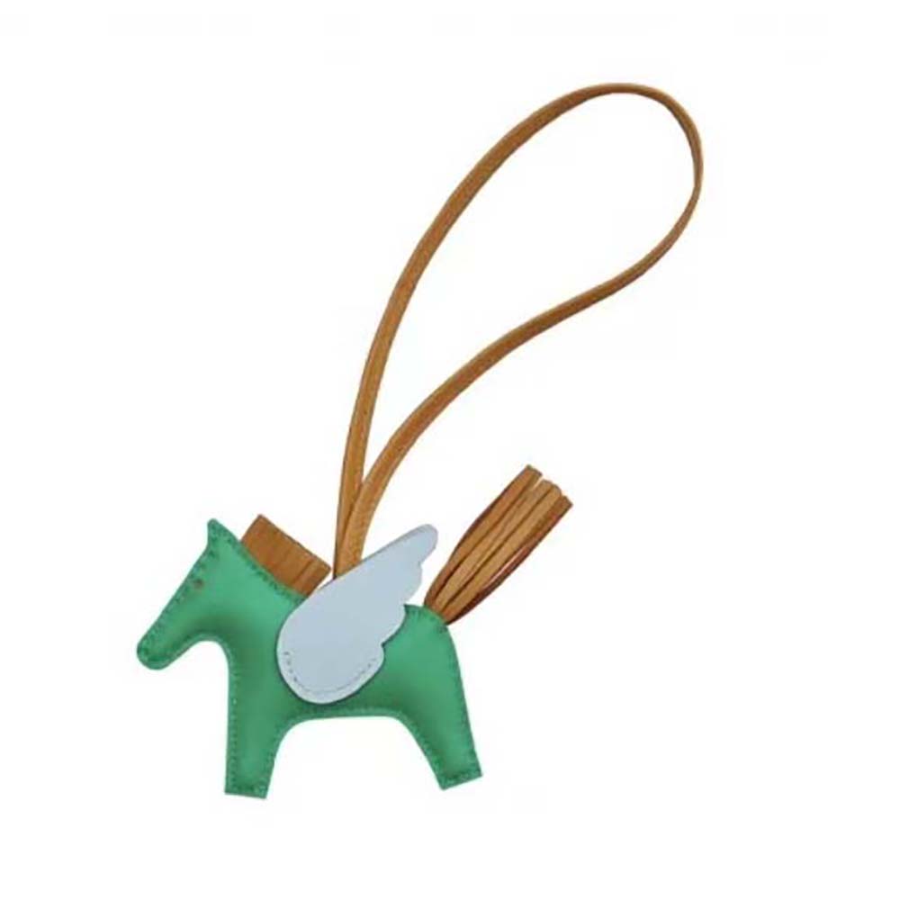Close-up of Hermes Unisex Rodeo Pegase MM Charm-Blue silver horsebit detail