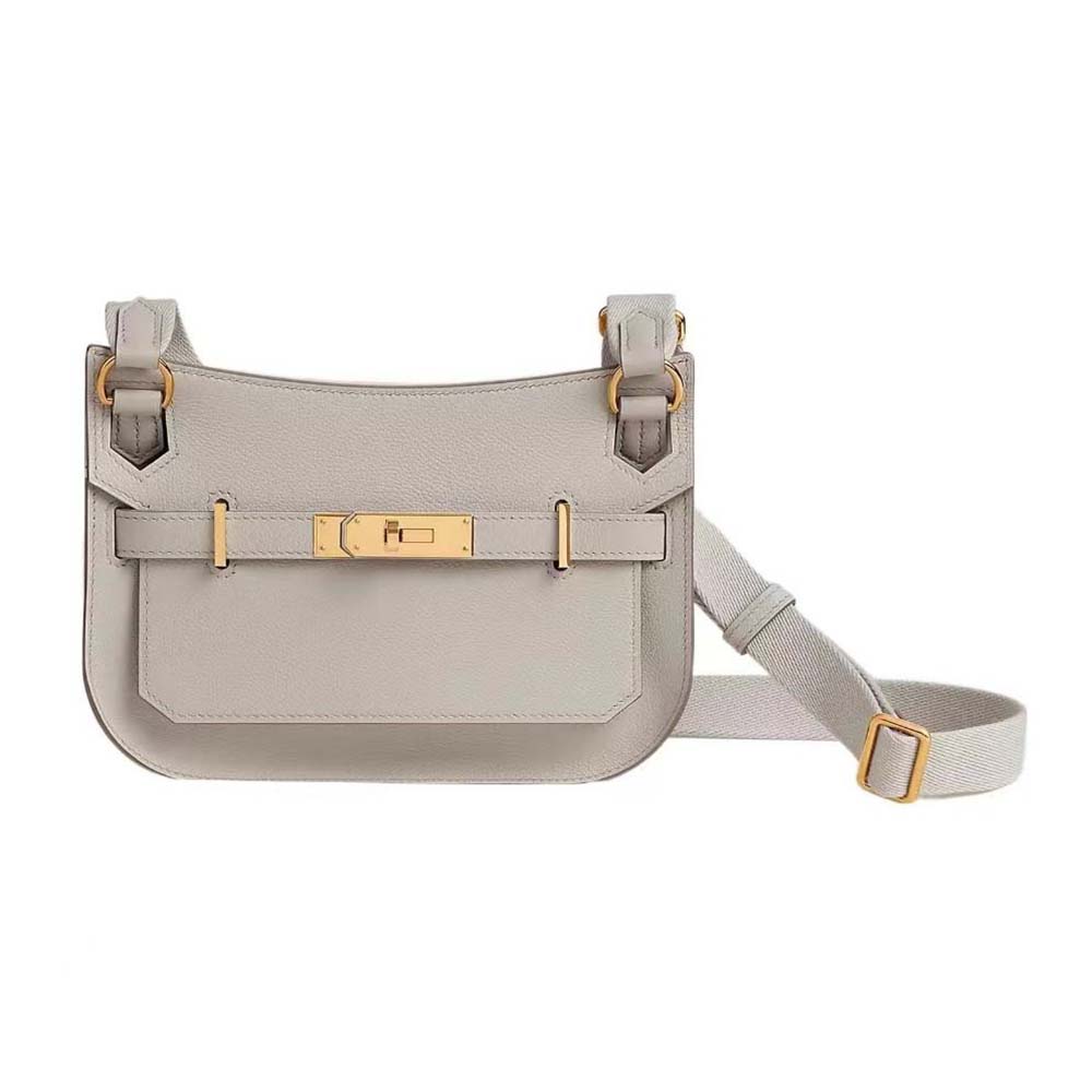 Hermes Women Jyspiere in Evercolor Leather-White/Gold