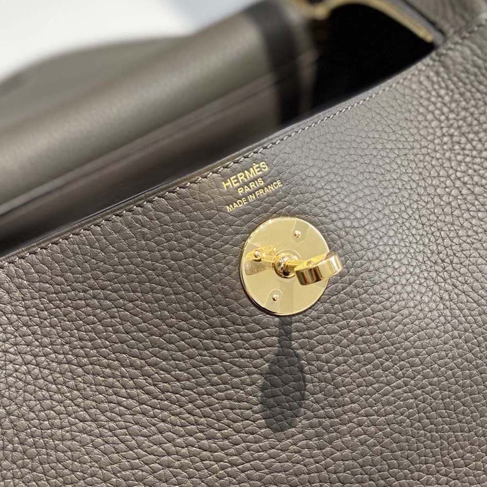 Hermes Women Lindy 26 in Clemence Leather-Gray/Gold - image 8