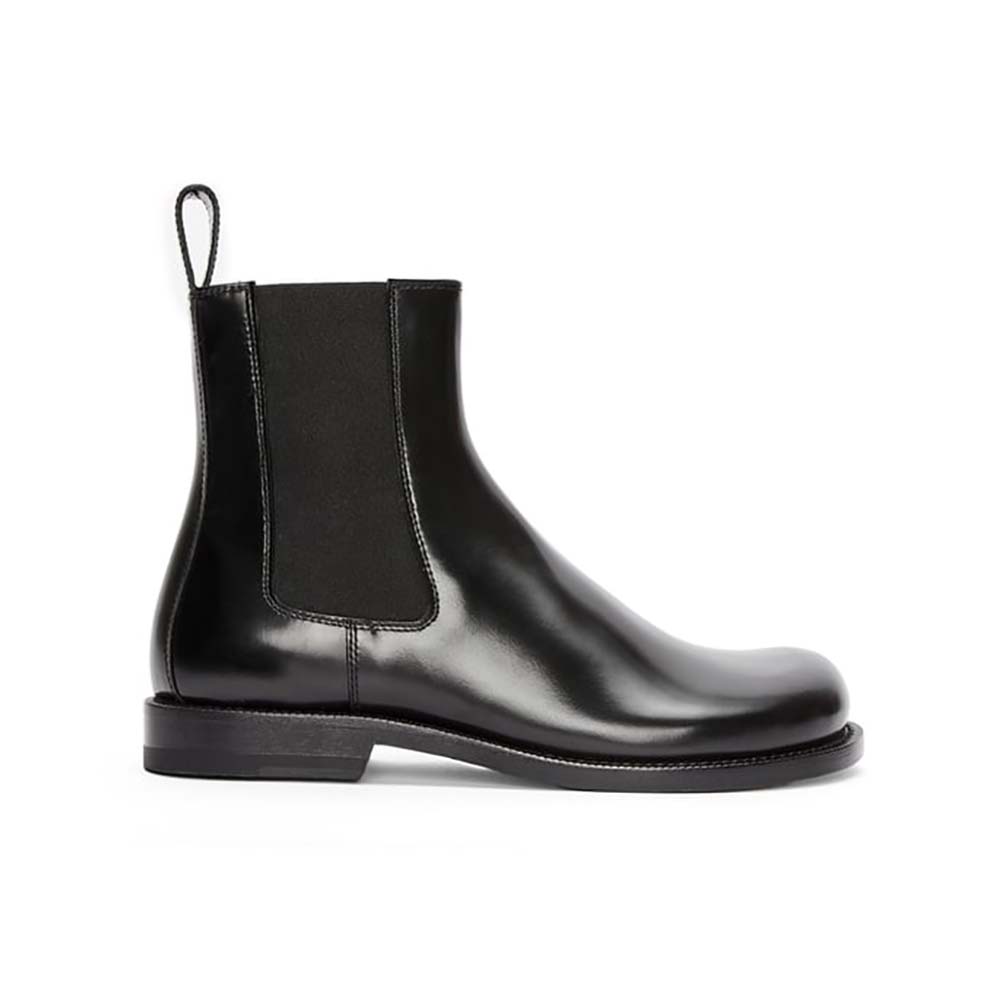 Side view of Loewe Men Campo Chelsea Boot in Black Brushed Calfskin