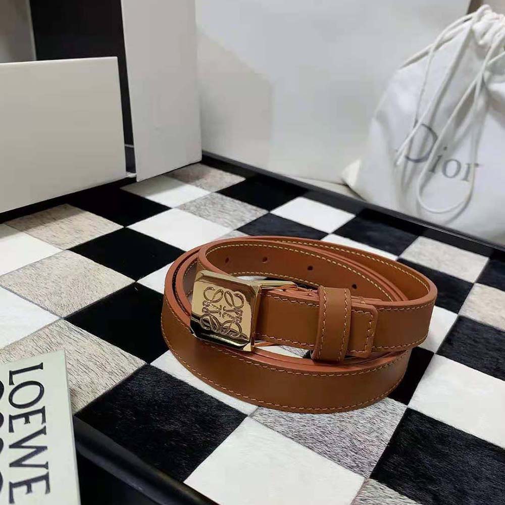 Close-up of gold padlock hardware on Loewe Women Amazona Padlock Belt