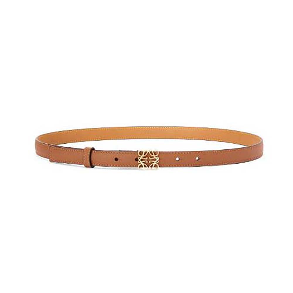 Front view of Loewe Women Anagram Belt in tan pebble grain leather