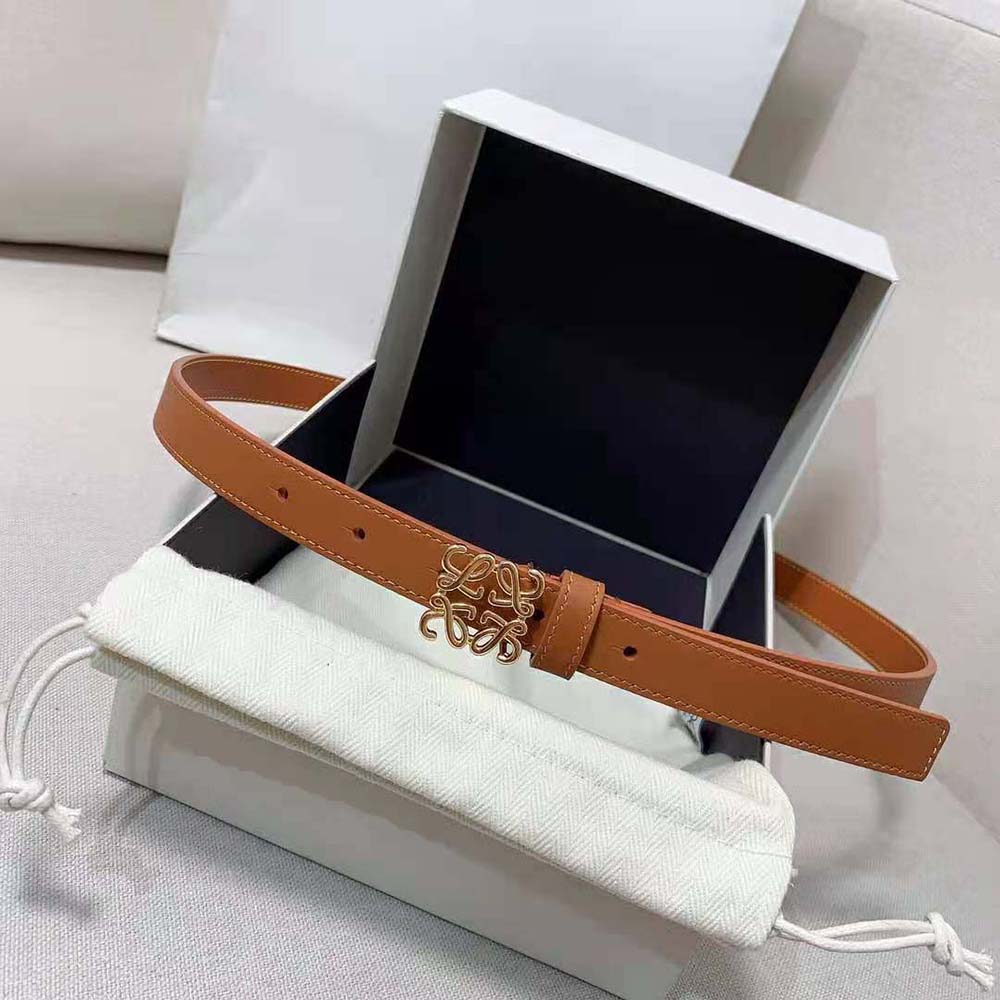Close-up of gold Anagram buckle on Loewe Women Anagram Belt