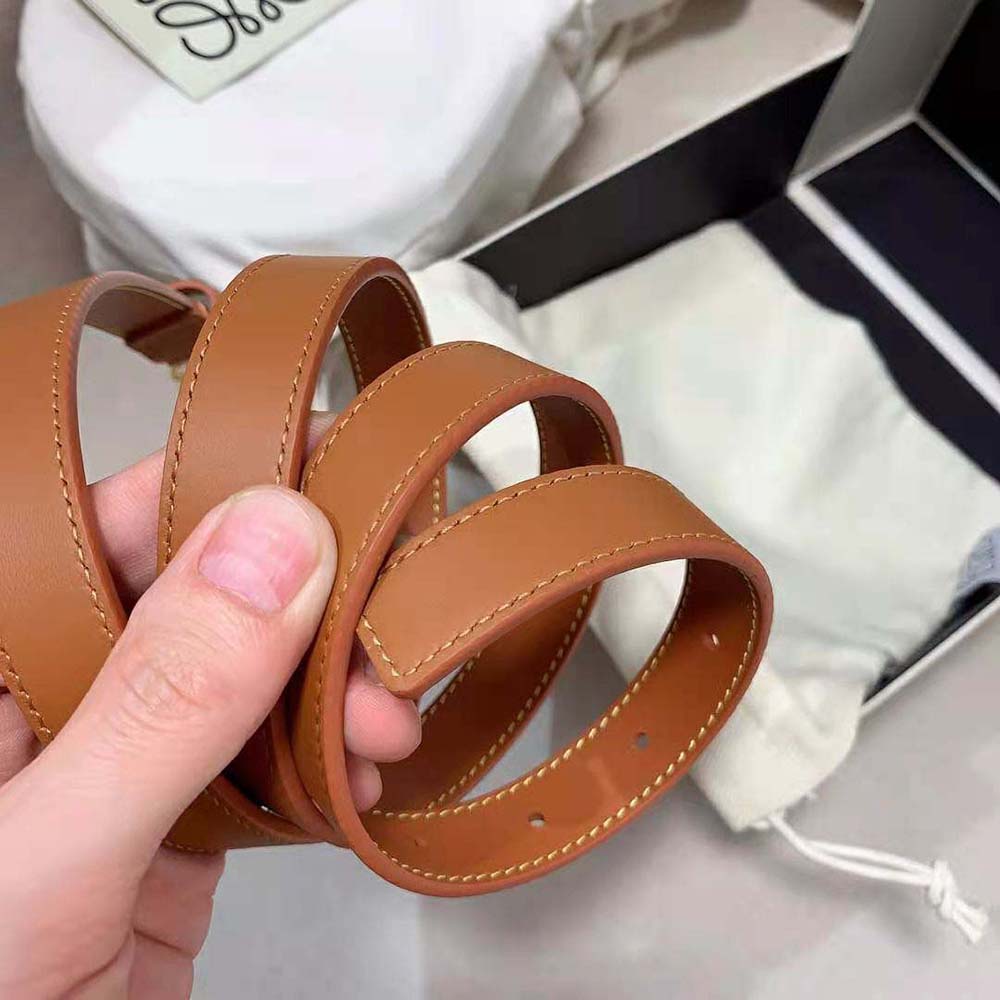 Loewe Women Anagram Belt in Pebble Grain Calfskin-Tan/Gold - image 6