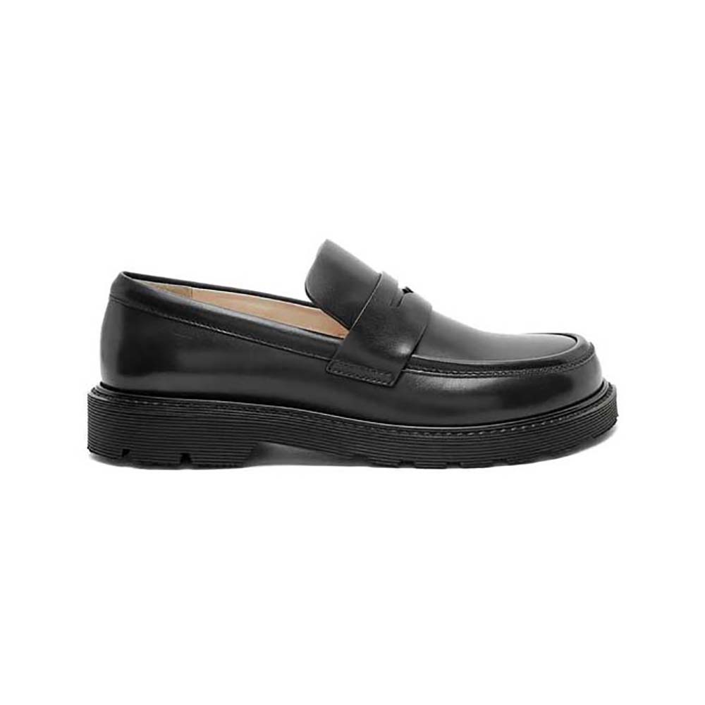 Side view of Loewe Women Blaze Loafer in black bicolour leather