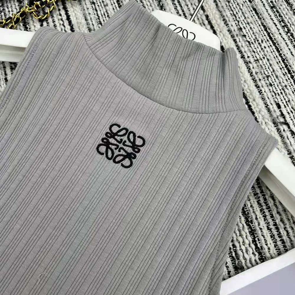 Loewe Women High Neck Top in Cotton Blend-Silver - image 6