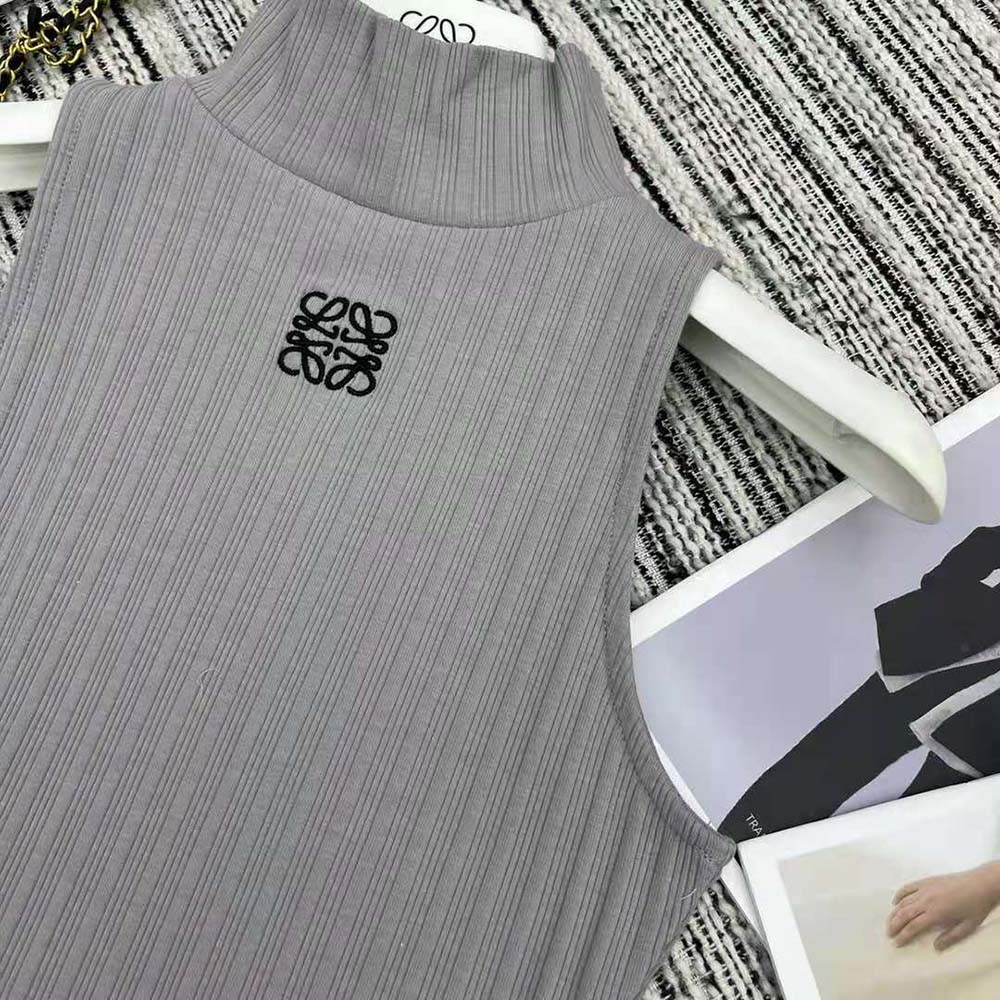 Loewe Women High Neck Top in Cotton Blend-Silver - image 7