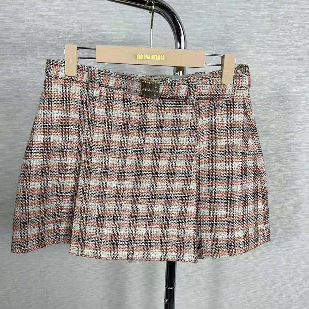Miu Miu Women Check Miniskirt With Logo-decorated-MG2039 - image 4