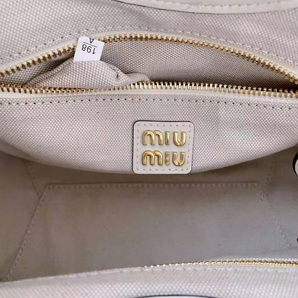 Miu Miu Women IVY Leather Bag with Leather Lettering Logo-White - image 10