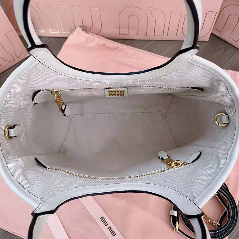 Miu Miu Women IVY Leather Bag with Leather Lettering Logo-White - image 9