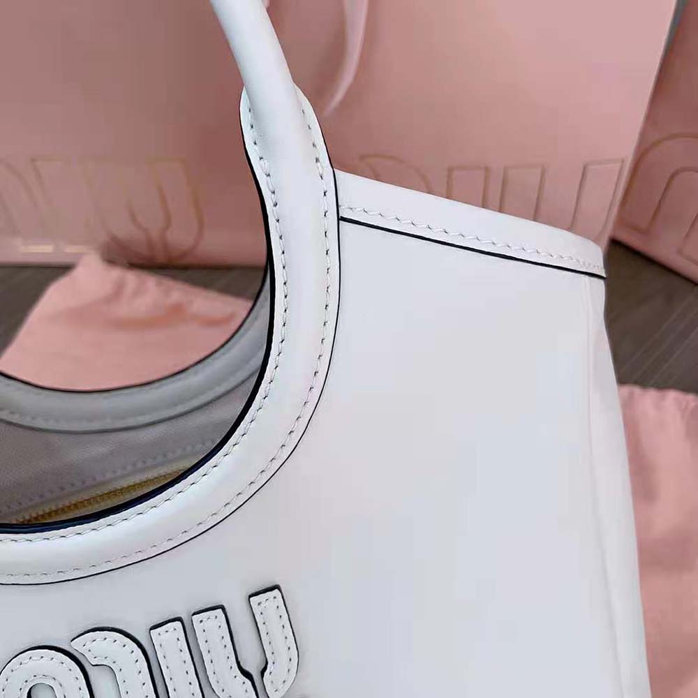 Miu Miu Women IVY Leather Bag with Leather Lettering Logo-White - image 8