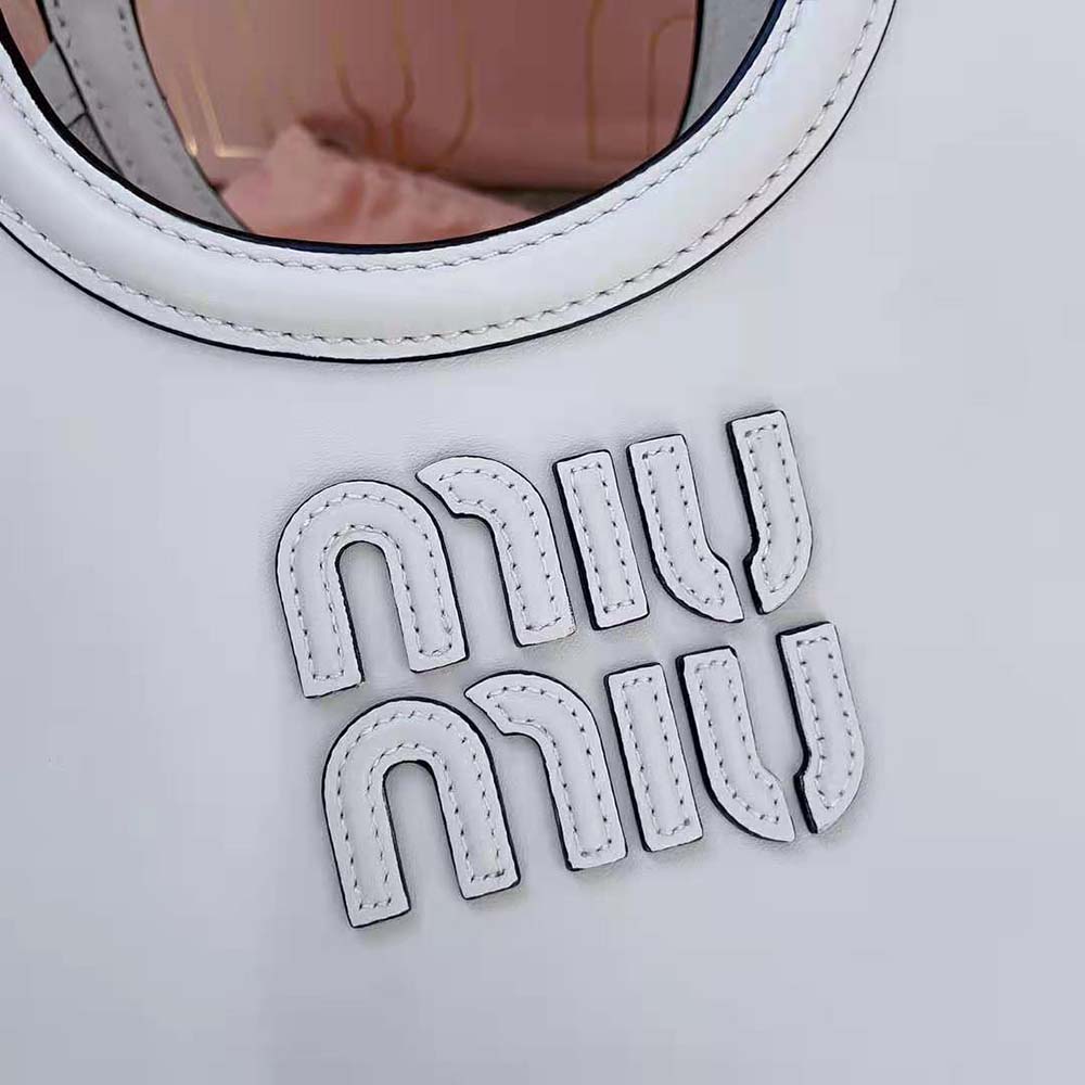 Miu Miu Women IVY Leather Bag with Leather Lettering Logo-White - image 7