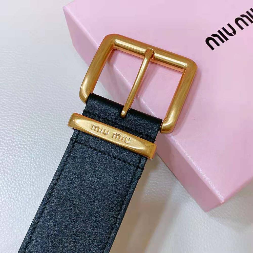 Miu Miu Women Leather Belt-Black 5CC589_2E6Y_F0002 - image 4