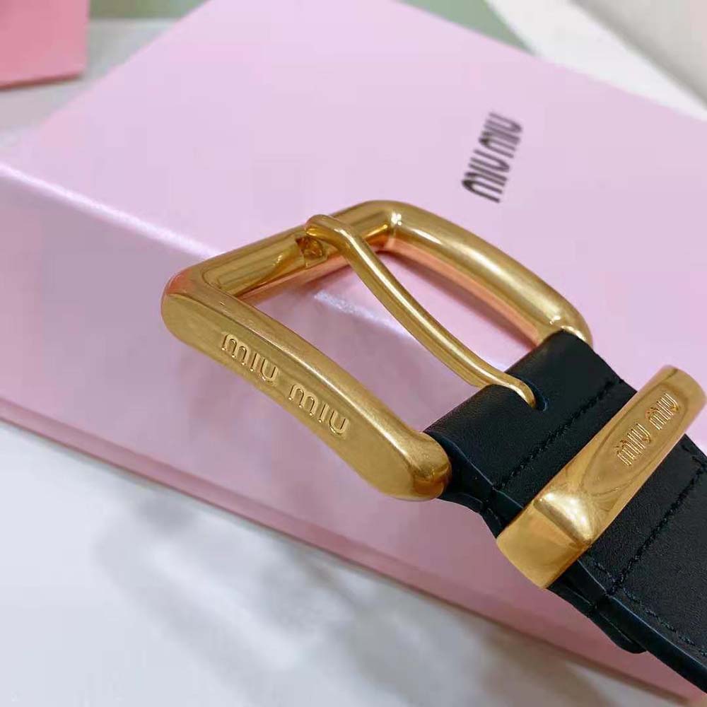 Miu Miu Women Leather Belt-Black 5CC589_2E6Y_F0002 - image 5