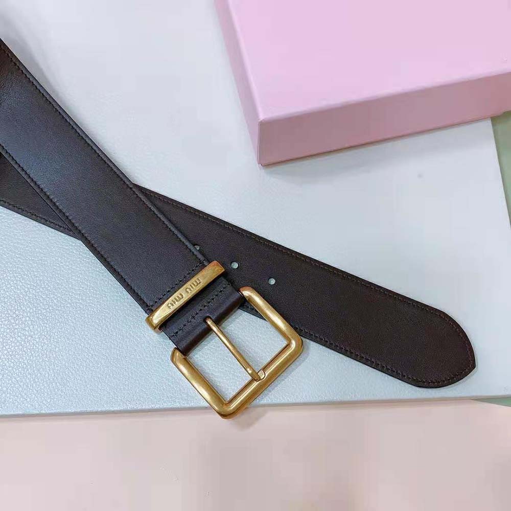 Miu Miu Women Leather Belt-Chocolate 5CC589_2E6Y_F0038 - image 5