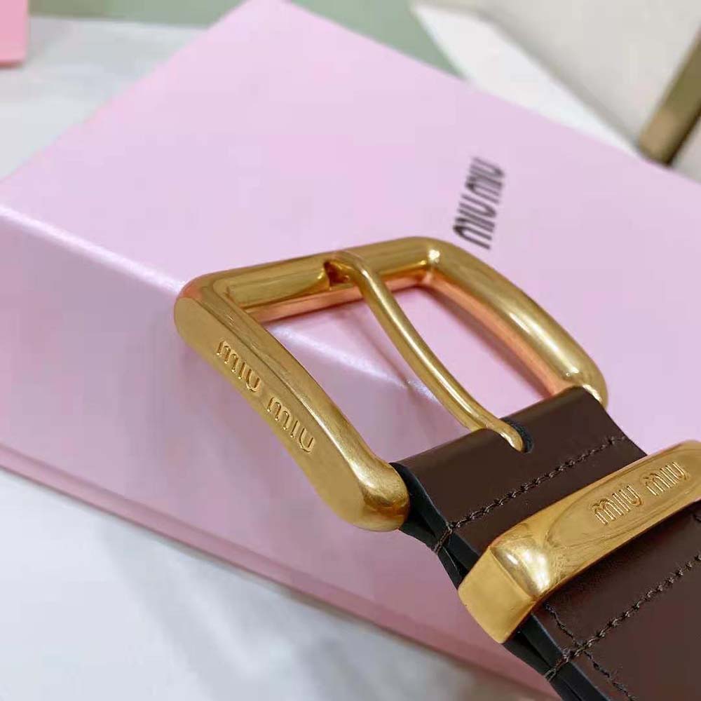Miu Miu Women Leather Belt-Chocolate 5CC589_2E6Y_F0038 - image 4
