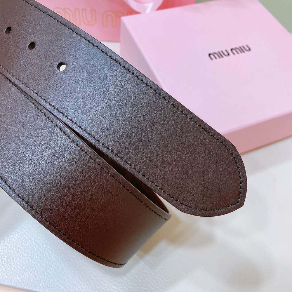 Miu Miu Women Leather Belt-Chocolate 5CC589_2E6Y_F0038 - image 6