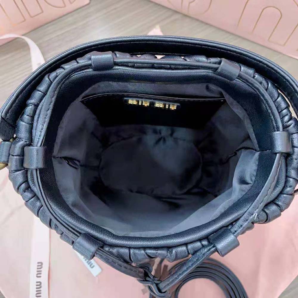 Miu Miu Women Matelassé Nappa Leather Bucket Bag-Black - image 10