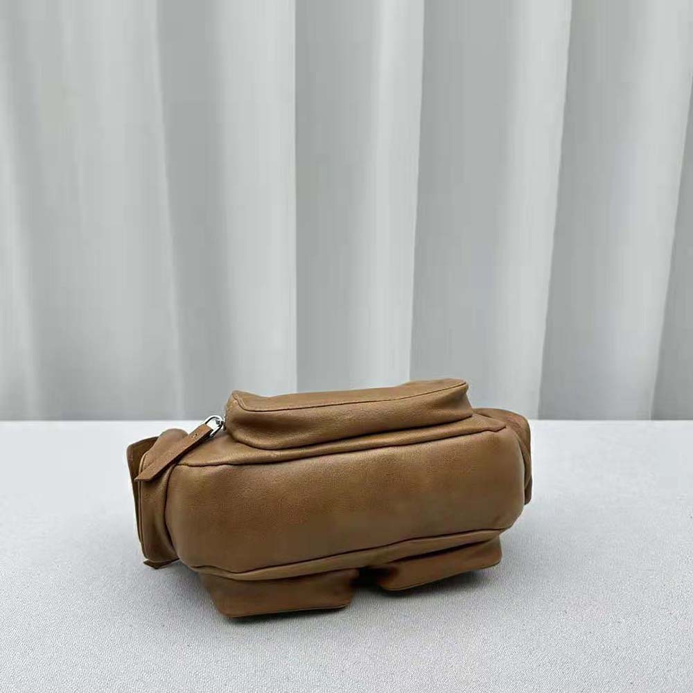Miu Miu Women Pocket Nappa Leather Bag with Embossed Lettering Logo-Brown - image 5