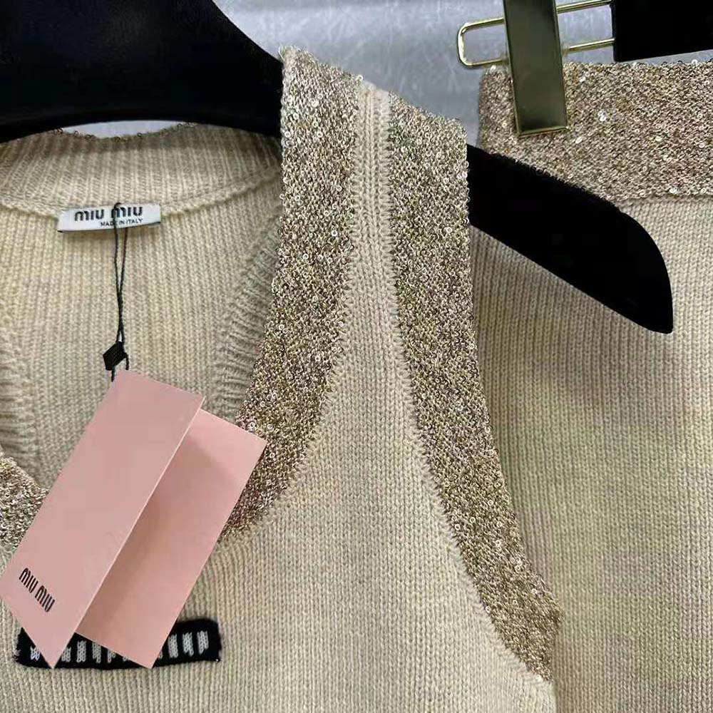 Miu Miu Women Silk Knit Top-Beige MMV155_13Q1_F0061 - image 6