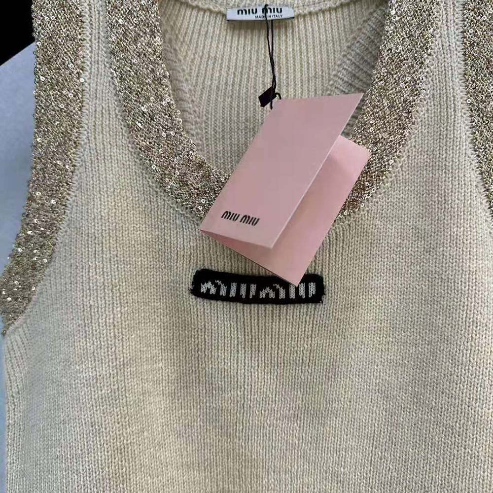 Miu Miu Women Silk Knit Top-Beige MMV155_13Q1_F0061 - image 7
