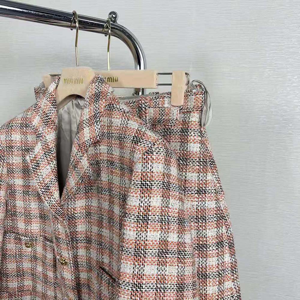 Miu Miu Women Single-breasted Check Jacket With Embroidered Miu Miu Logo - image 8
