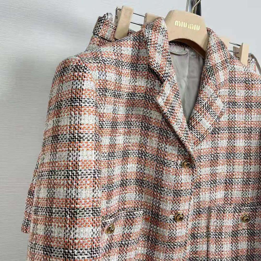 Miu Miu Women Single-breasted Check Jacket With Embroidered Miu Miu Logo - image 6