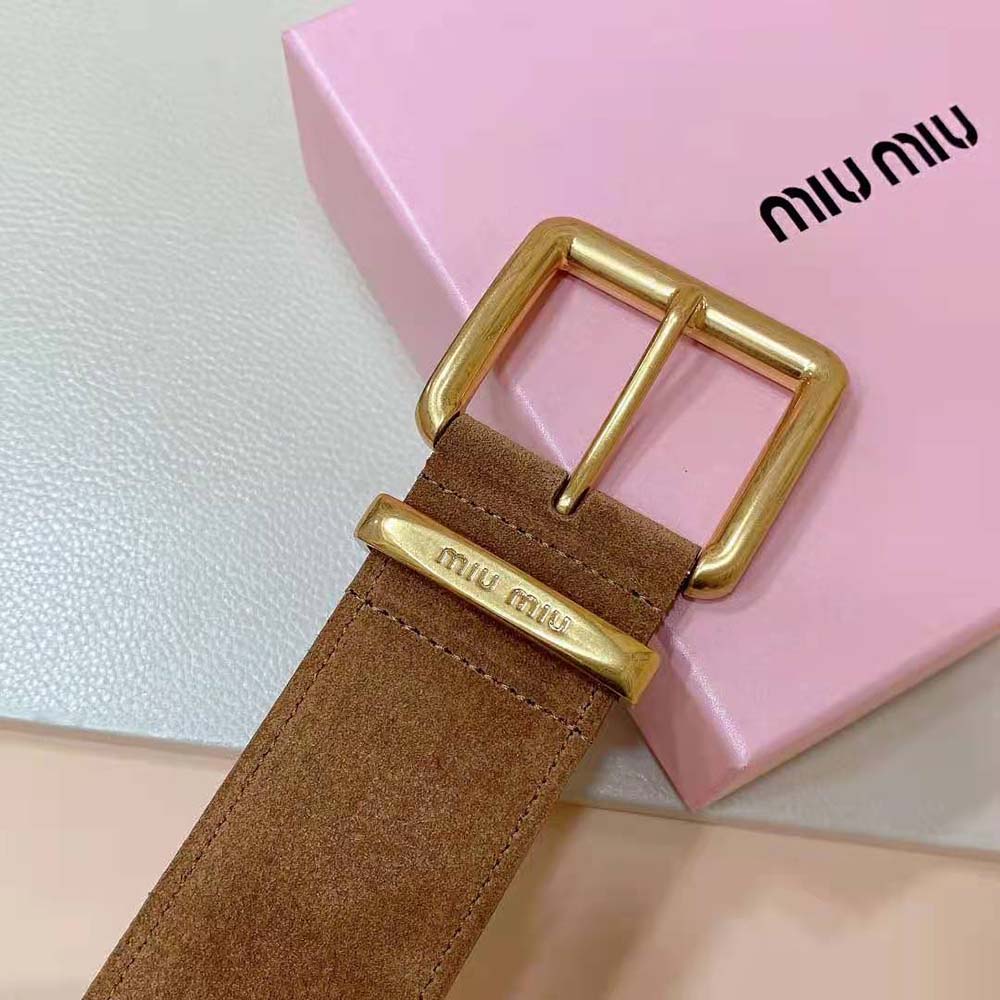Miu Miu Women Suede Belt-Brown 5CC589_054_F0401 - image 4