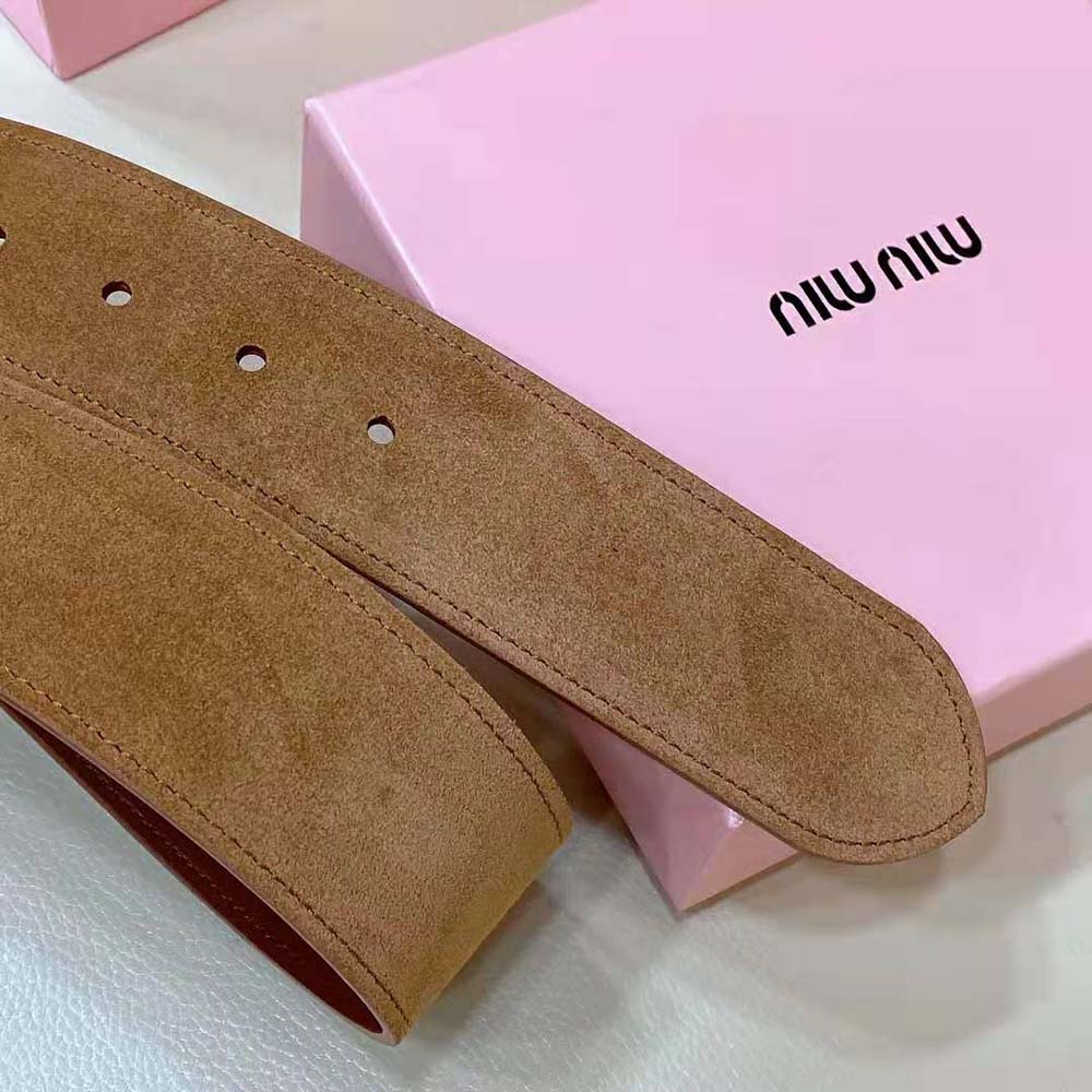 Miu Miu Women Suede Belt-Brown 5CC589_054_F0401 - image 5