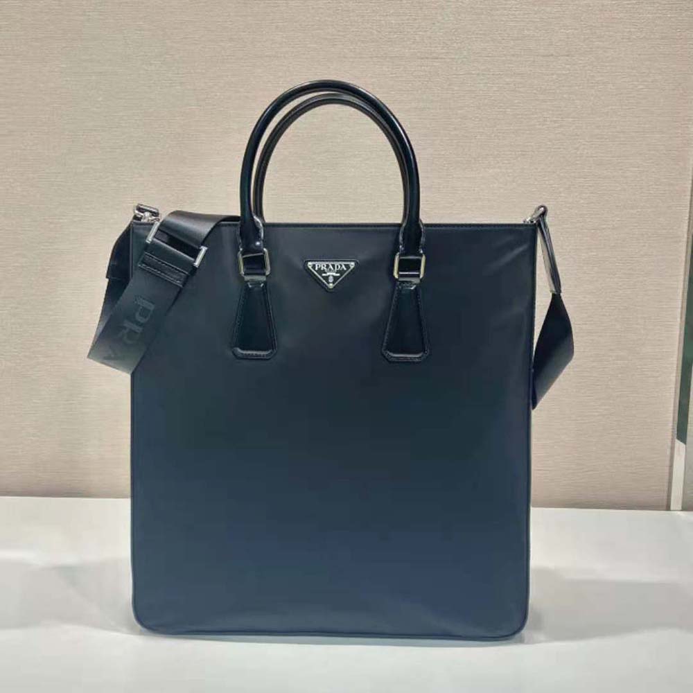 Side profile showing spacious silhouette of Prada Men Re-Nylon Tote Bag