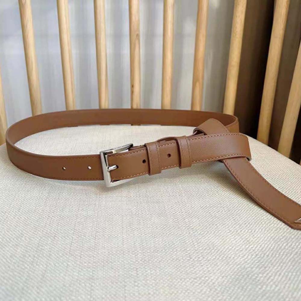 Prada Unisex N Leather Belt with Enameled-metal Triangle Logo-Brown - image 6
