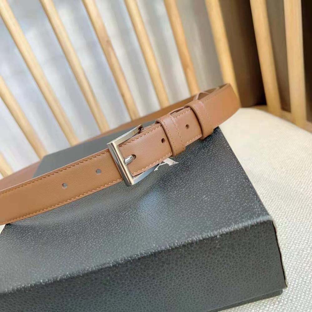 Prada Unisex N Leather Belt with Enameled-metal Triangle Logo-Brown - image 5