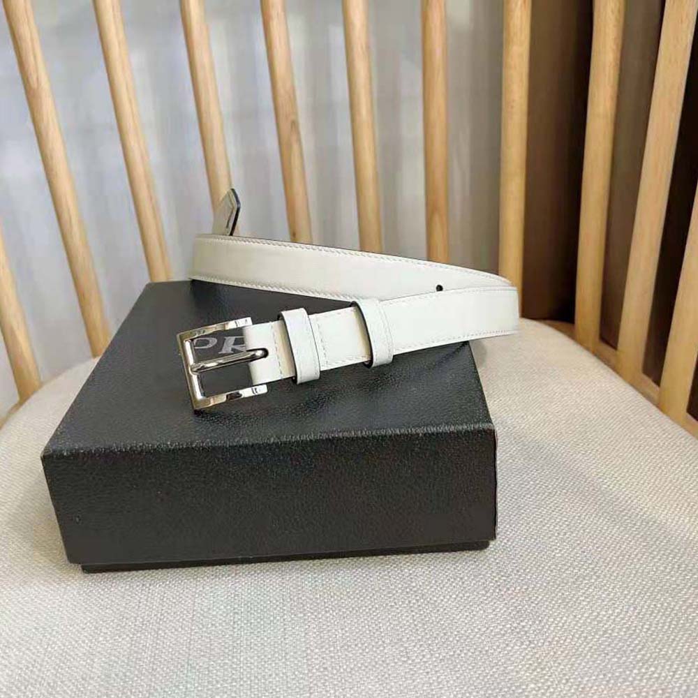 Side angle showing adjustable buckle on Prada Unisex N Leather Belt