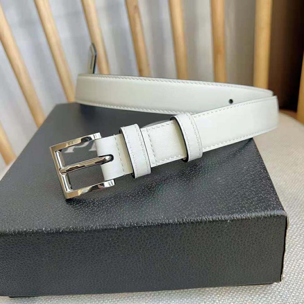 Prada Unisex N Leather Belt with Enameled-metal Triangle Logo-White - image 5