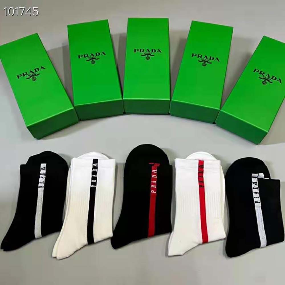 Flat lay of Prada Unisex Technical Yarn Ankle Socks-Black highlighting fabric texture