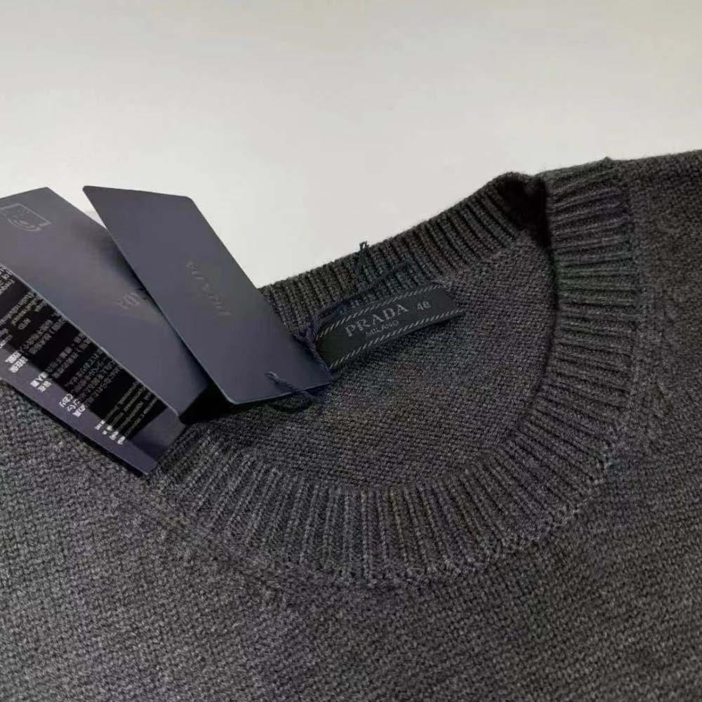 Side profile showing relaxed fit of Prada Women Cashmere Sweater