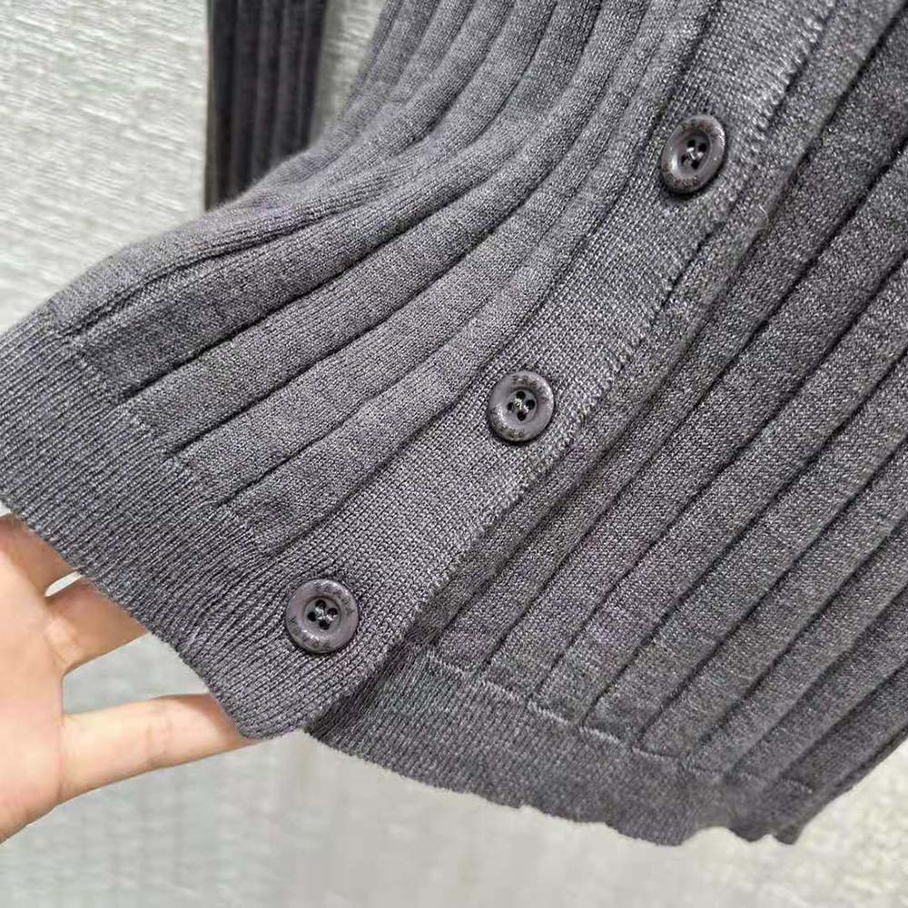 Prada Women Cashmere and Silk Cardigan with Collar-Gray - image 8