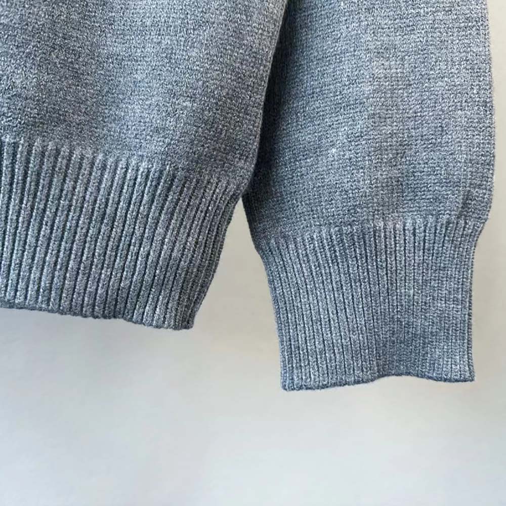 Prada Women Cashmere and Silk Sweater With Intarsia Logo-Silver - image 7