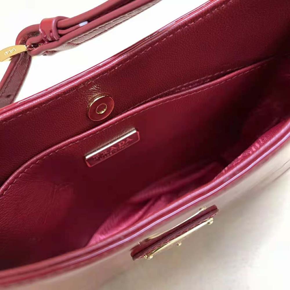 Prada Women Cleo Patent Leather Bag-Red - image 8