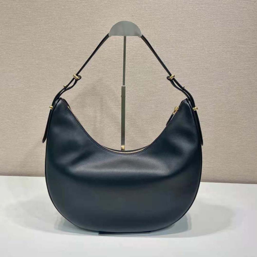 Prada Women Large Leather Shoulder Bag-Black - image 4