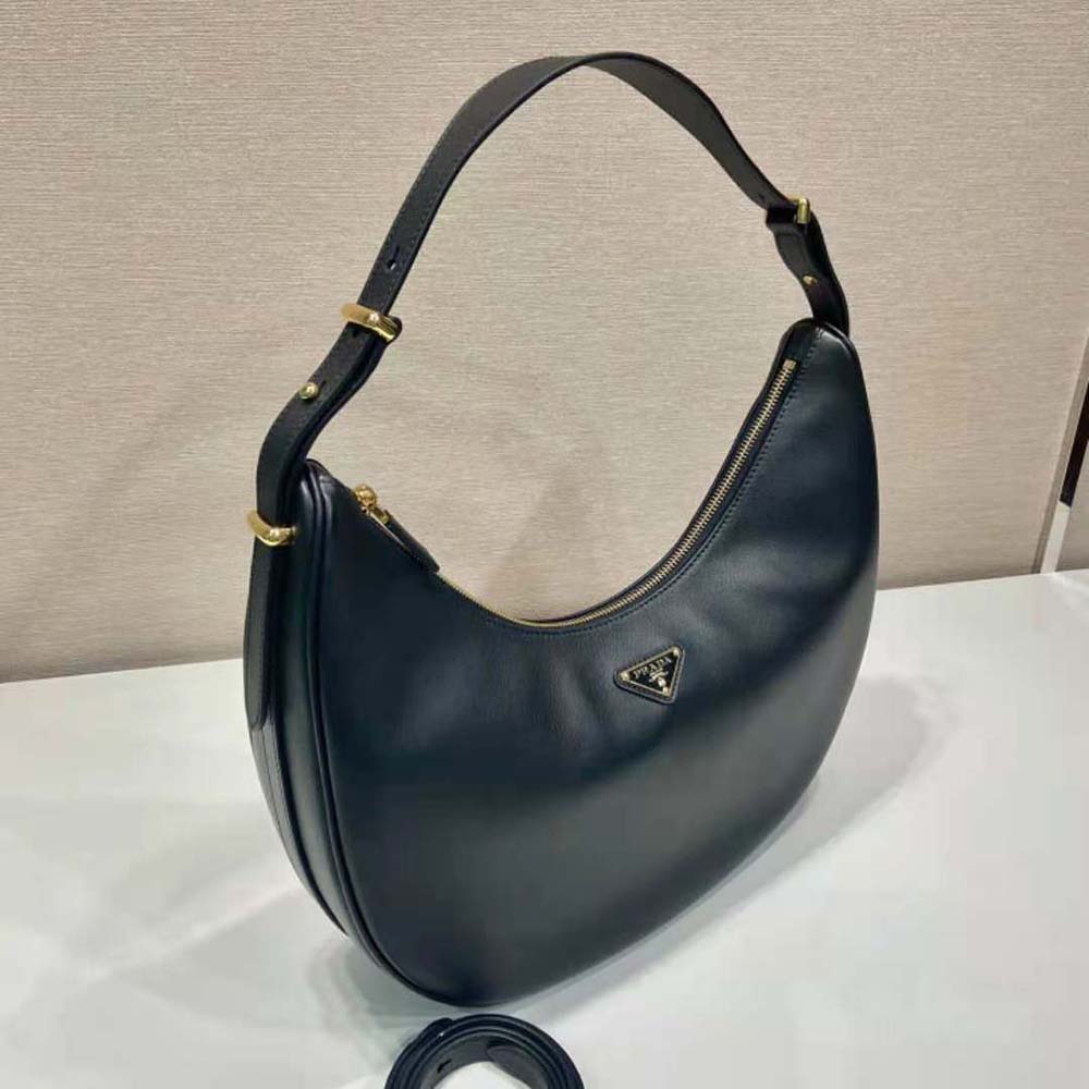 Prada Women Large Leather Shoulder Bag-Black - image 5