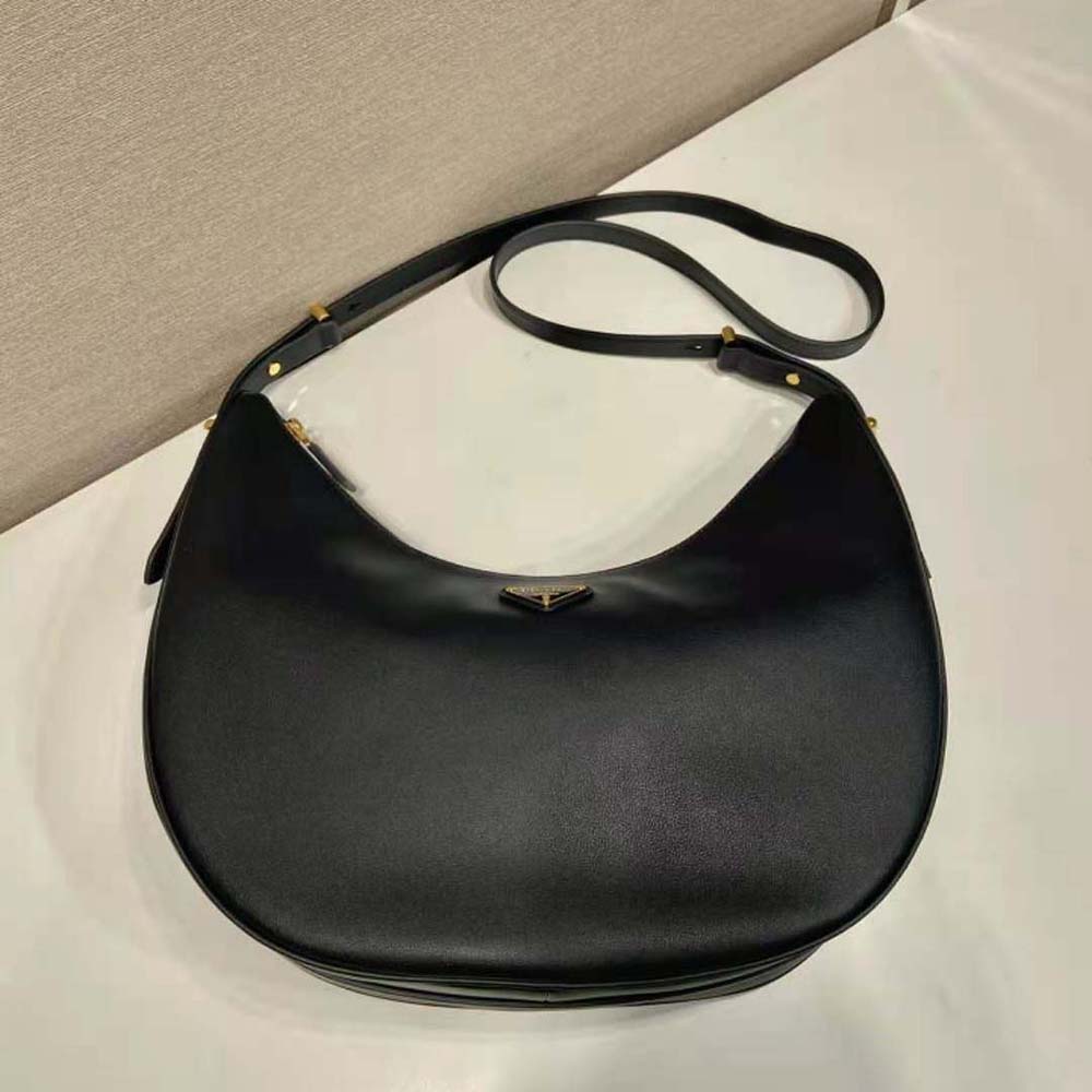 Prada Women Large Leather Shoulder Bag-Black - image 8