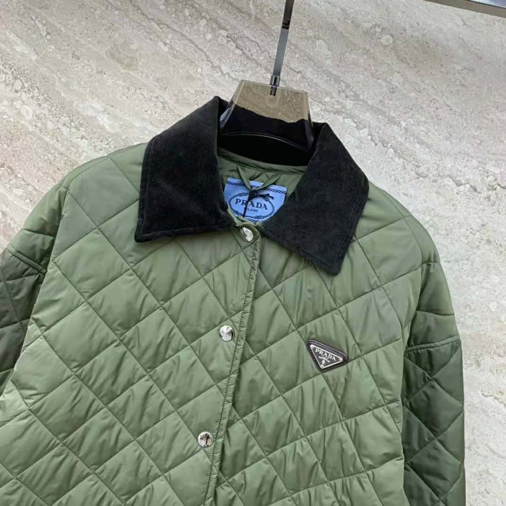 Prada Women Light Re-Nylon Jacket with Enameled Metal Triangle Logo-Dark Green - image 5