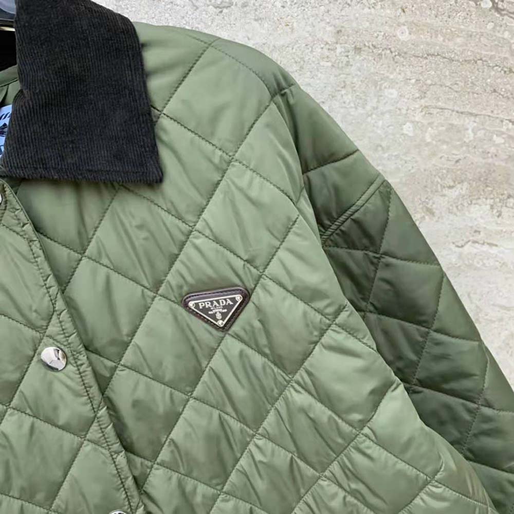 Prada Women Light Re-Nylon Jacket with Enameled Metal Triangle Logo-Dark Green - image 8
